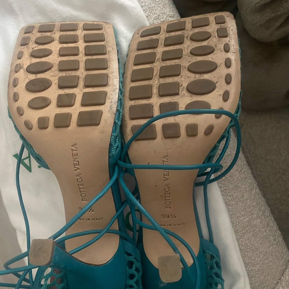 Bottega Veneta Teal Strappy Heels - Picture 4 of 7